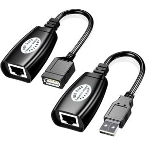 USB Over Ethernet Extender to Rj45 Adapter for Cat 6/6e/5/5e UP to 50m/164ft, USB to Ethernet Adapter for Laptop, Compatible with Computers, Mobile Phones, Keyboards, U Disks, Printers