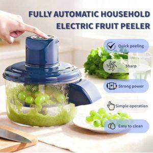 Automatic Electric Fruit & Garlic Peeler – USB Rechargeable 5-Blade Multifunction Peeling Machine- royal blue & transparent base