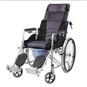 RECLINING COMMODE WHEEL CHAIR WITH A CUSHION 