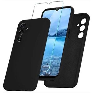 Samsung Galaxy A15 5G Luxury Soft Rubber Liquid Silicone Case with Free Screen Protector – Black