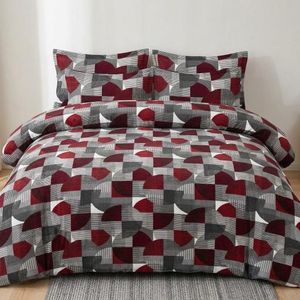Grace Foam 5*6 Duvet Set, 1 Duvet ,1 Bedsheet & 2 Pillow Cases - Grey,Maroon