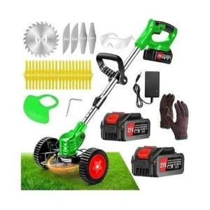 cordless electric grass trimmer kit features a 48V motor and includes two 48V batteries for extended operation.
