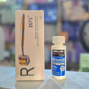 KIRKLAND Signature Minoxidil Beard Growth & Hair Treatment For Men + Derma Roller System 