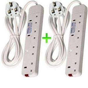 Power King 4-Way Extension Socket with Surge Protector - Pack of 2 - White