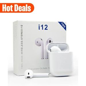 i12 TWS Bluetooth 5.0 Wireless Earbuds – HiFi Stereo, Touch Control, Charging Case-White