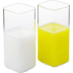 6 Pieces Of Juice Glasses – Beverage Water Tumblers For Home and Bar, Water, Cocktails, Iced Tea Transparent Borosilicate Glass Cups Rectangle Single Layer Insulated Tea Juice Cup Lead-free Milk Mug Office Water Cup