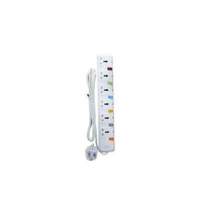 G & T Original 6 Way Universal Heavy Duty Extension Cable - White