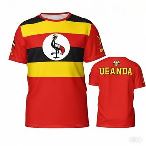 Men's Uganda Flag Badge Printed Casual Tshirt National Emblem Football Team Jersey