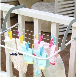 Plastic Clothes Drying Stand Foldable Balcony Roof Mount Clothes Towels Pegs Drying Rack Hanging On The Door Window for Clothing, Socks, Shoes and Plant Holder