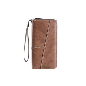 Bags Unlimited Leather Men's Bifold Casual Zippered Long Wallet 21x15cm, Large Zipper, 12 Card Slots, Bill Compartment, Door, Elegant Gift Causal Purses Male Zipper Wallet Coin Card Holder
