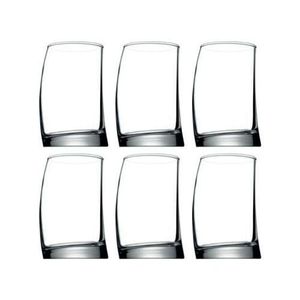 6 Pieces Of Curved Rocks Juice Glasses Tumblers - Clear.