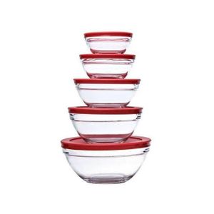 5Pcs Glass Bowl Set - Clear Color Of The Lids May Vary