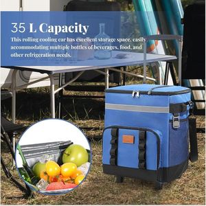 Insulated Water Proof Picnic Food Bag, Cooler Box, Keep Warm Tote Bag Waterproof Portable Insulated with Wheels and Handle for Hiking Camping Travel  