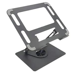 360° Rotating Base Foldable Laptop Stand Multi-Angle & Height Adjustable Design Carbon Steel Build with Non-Slip Pads Laptops-Grey/Black