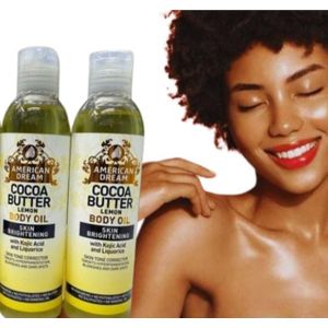 American Dream Cocoa Butter Lemon Body Oil Skin Brightening with kojic acid and liquorice