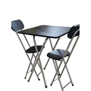 3pcs folding table and chair set-black