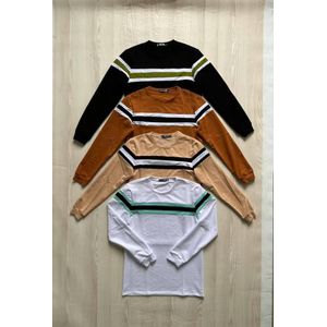 Men’s Full Sleeve Color Block Sweatshirt with Striped Chest Design – Multicolor