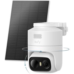 eufy Security eufyCam C37 2K Solar Security Camera Outdoor Wireless, 360° Pan & Tilt AI Tracking, Human/Pet/Vehicle Detection, Flexible Solar Panel, Color Night Vision, No Monthly Fee - White