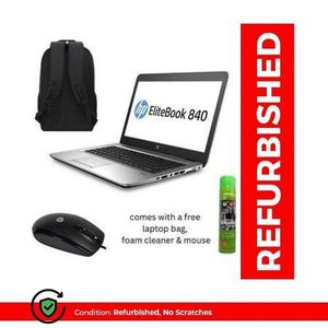 Hp Refurbished 14 Inch EliteBook 840 G2/G2, Core i5, 5th/4th Gen, 8GB Ram, 500GB HDD, Windows 10 Pro - Black plus Bag,Foam cleaner and Mouse.
