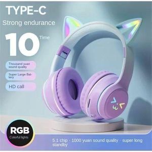Original Cat Ear Headphones - Long battery life, easy control, safe volume, compatible with multiple devices