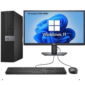 DELL Refurbished OptiPlex Desktop PC Bundle – Intel Core i5 6th Gen, 8GB RAM, 256GB SSD + 500GB HDD, 24" Full HD Monitor, Wired Keyboard & Mouse, Windows 11 Pro – Complete Business, Home Office & Student Computer Setup