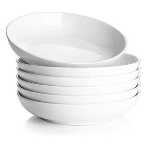 6 Pieces Of Deep Soup Plates Bowls, White.