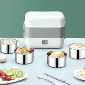 Portable Electric Lunch Box Heating Food Steamer Container, White.