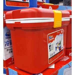 Genuine Thermo 10 Litres Plastic Insulated Water Ice Cooler Chiller Box with Handle Holds Ice for 48 Hours Ice Bucket dual purpose heat and cold preserve box- Multicolor