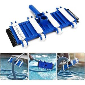Swimming Pool Vacuum Head 14 Inch, Vacuum Head on Wheels with Side and Bottom Brushes All Kind of Pool Floor Cleaner, Suction Sweeper, Swimming Pool Wall Brush