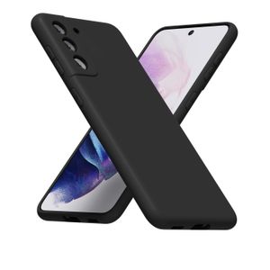 Samsung Galaxy S21 Plus Phone Case Silicone, Minimalist Ultra Thin Slim Soft Rubber Gel Solid Color Matte TPU Cute Case for Women Men, Girly Plain Aesthetic Design & Camera Cover, Black