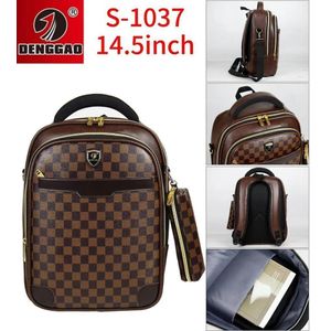 DENGGAO 14.5 Inch Lightweight Classic Design Waterproof PU Leather School Laptop Backpack For Business Knapsack Bag And Trip Travel Hiking Outdoors Camping - Multicolor