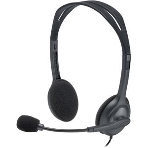 Logitech H111 Stereo Wired headphones, 3.5 mm audio jack, compatible with PC, Mac, laptop, smartphone, and tablet - Black