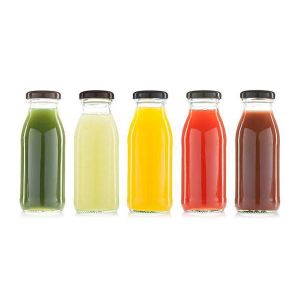 6 Pack Glass Juice Bottles with Lids Bulk Glass Water Bottles with Caps for Juicing, Smoothie, Milk, and Kombucha - Homemade Drinking Glass Bottles for juicing - 16 Oz 