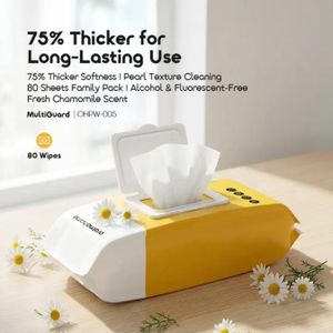 Oraimo MultiGuard Universal Wipes – 80 Sheets, Thick Soft Pearl-Texture, Alcohol-Free, Chamomile Scent