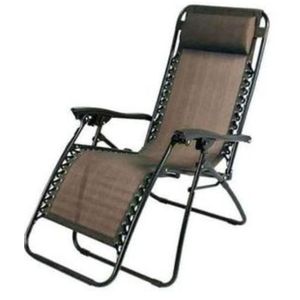 Zero Gravity Lounge Adjustable Metallic Chair - Coffee Brown