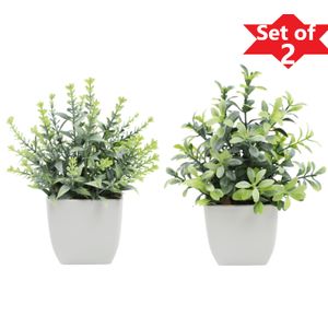2 Packs Artificial Potted Flowers, Greenery Plants For Home Decor