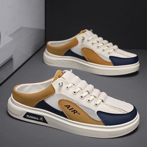 Banagat Men Casual Half Loafers Slip-ons Palm Slippers Sandals Open Shoes White