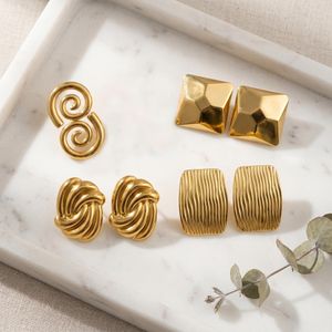 4-Pairs Geometric Hoop Earrings Set for Women - Gold
