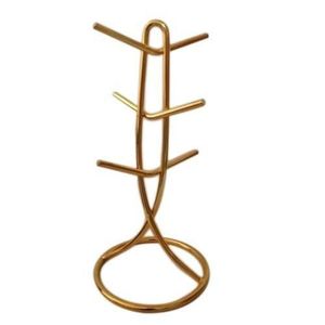 6 Cup Stand Holder Storage Organizer Rack, Gold.