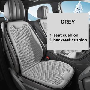 Front single-seat summer cooling and smooth car seat cushion with backrest design, providing instant cooling and comfort, and a non-slip bottom for a secure fit - Gray