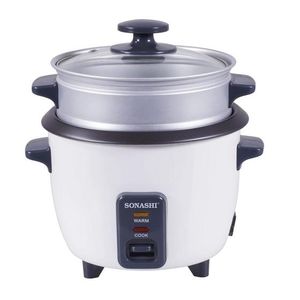 Sonashi 2.8Liters Multifunction 3 In 1 Rice cooker, Removable Cooking Pot with Metal Housing, Tempered Glass lid SRC-328- White