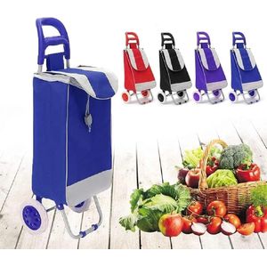 2 Wheels Shopping Trolley Foldable Oxford Fabrics Bags Luggage Folding Basket 