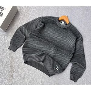 Men’s Premium Textured Knit Sweater – Classic Round Neck (Grey/Black)