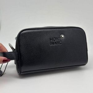 Genetic Luxury Men's Leather Travel Pouch Black (Zip Closure)