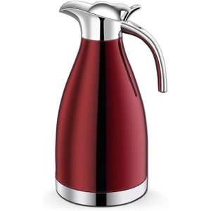 2L Stainless Steel Thermal Flask Jug Coffee Pot Vacuum Insulated Water Bottle - Red