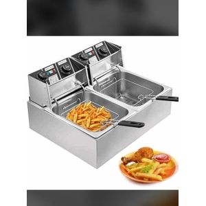 Double Deep Fryer Of 12 Liters-Silver