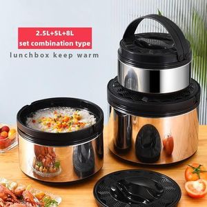 Insulated Casserole Hot Pot Thermal Serving Bowl Food Warmer 3 Piece Set Cover Design May Differ - Silver/Black