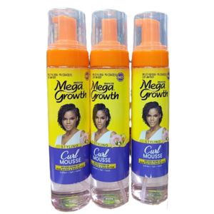 Mega Growth Hair styling Curl Mousse Enriched  with Rose Water & Shea Butter Softens ,Set & Holds Hair 
