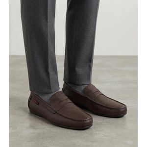 Men’s Dark Brown Pebbled Leather Penny Loafers