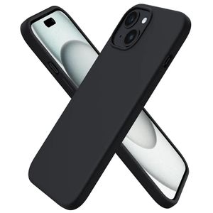 iPhone 15 iPhone 15 plus Case 6.1, Slim Liquid Silicone 3 Layers Full Covered Soft Gel Rubber Phone Case, Anti-Scratch Shockproof Protective Cover 6.1 Inch, Black